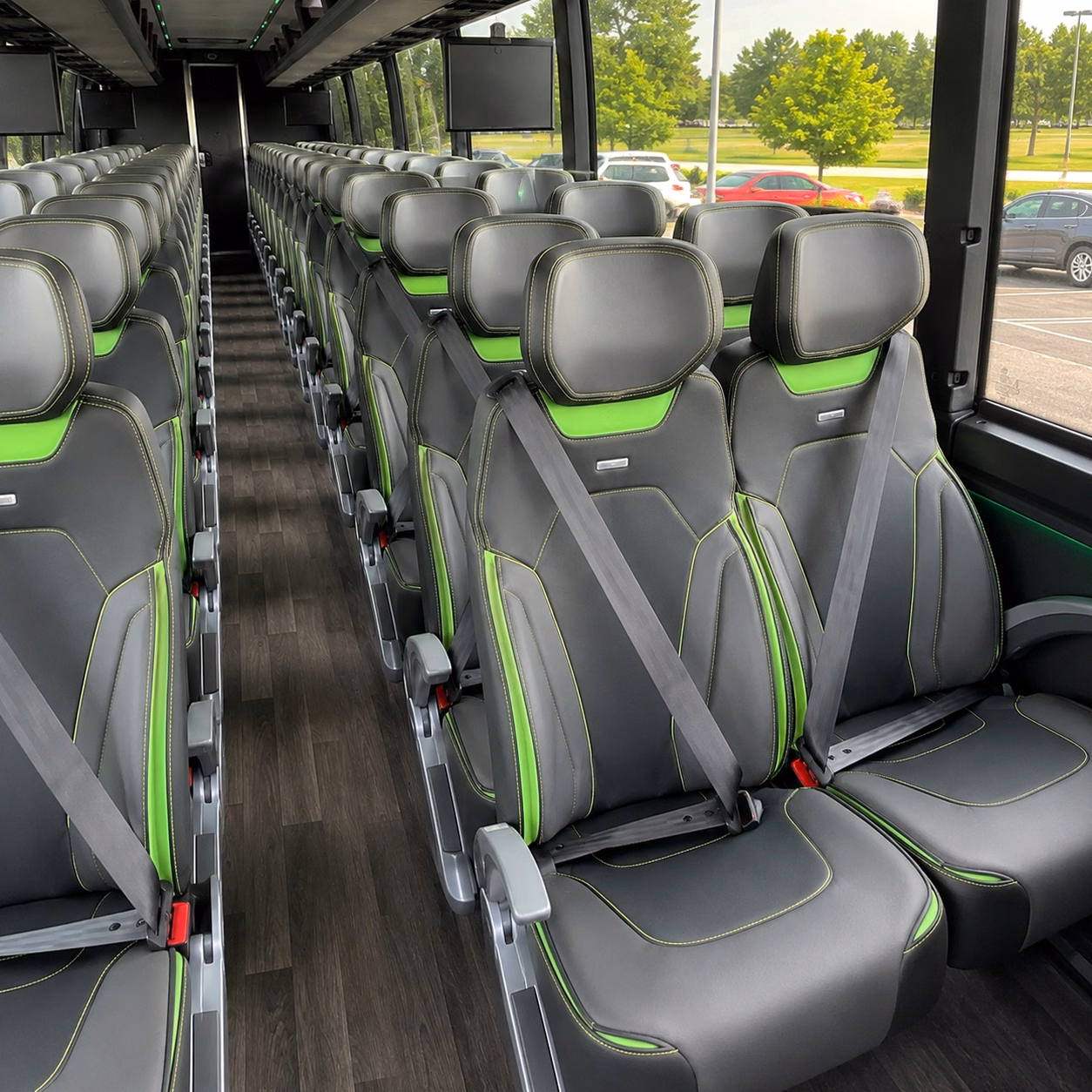 56 passenger charter bus inside